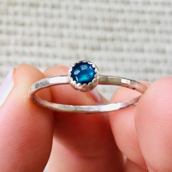 sterling silver mini blue abalone ring - Picture 4 of 6
